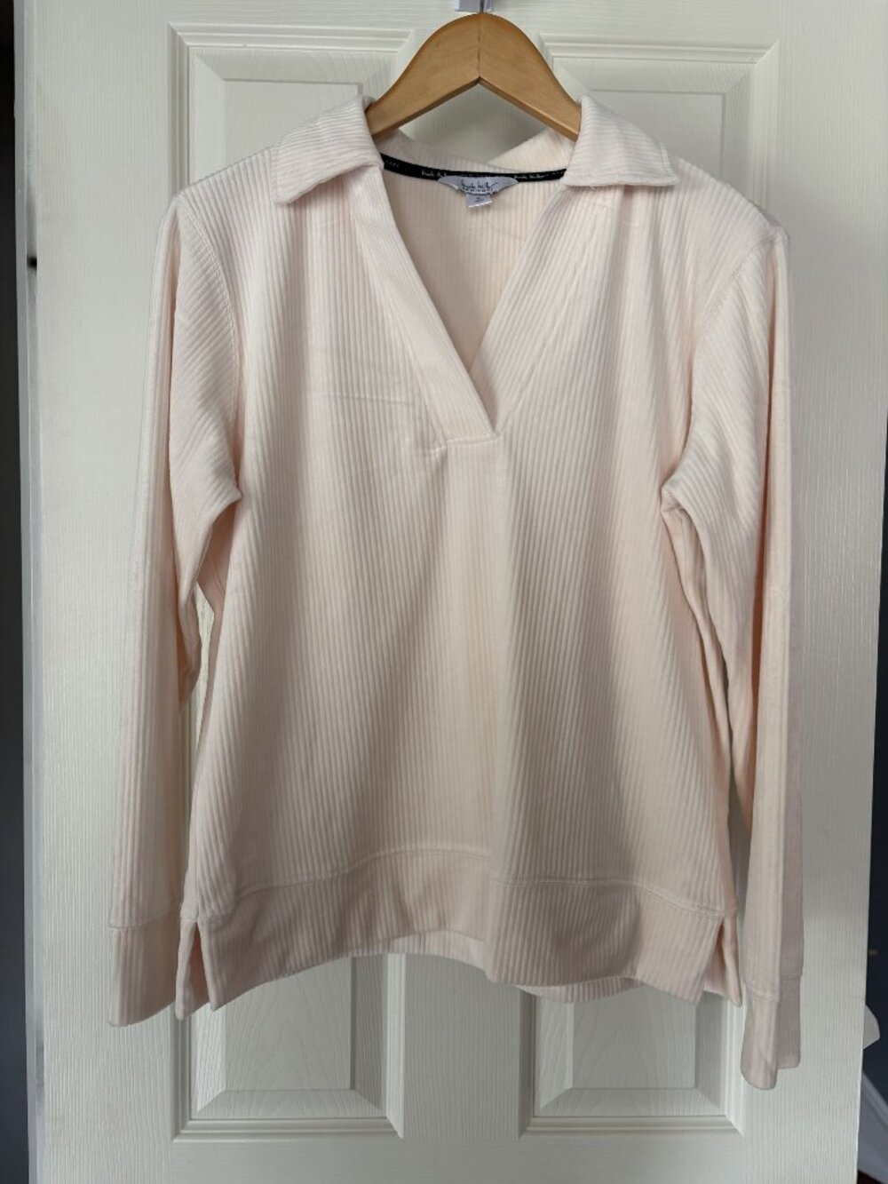 Nicole Miller New York Women’s Small Ivory Ribbed Velour Lounge Pullover